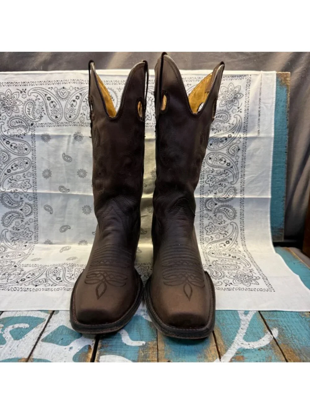 Pluma De Oro Square Toe Kids Sz 3 Handmade Cowboy Boots Leather Stitched/Mexico